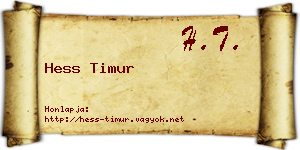 Hess Timur névjegykártya
